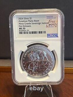 2024 Mesa Grande Free Spirits American Plains Bison 1 oz Silver Coin Ms 70 NGC