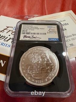 2024 Mesa Grande Nation American Plains Bison FDOI Signed PF-70 Silver $1 #703