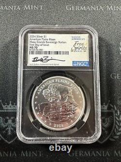 2024 Mesa Grande Sovereign Nation NGC MS70 1 oz Silver FDOI Signed Beth Zaiken