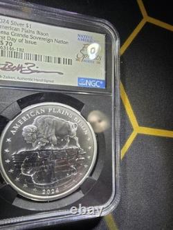 2024 Silver American Plains Bison NGC MS70 FDOI Mesa Grande Beth Zaiken Signed