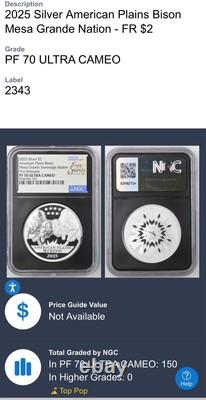 2025- 2oz Silver Coin Mesa Grande Sov Nation $2 American Plains Bison NGC PF70