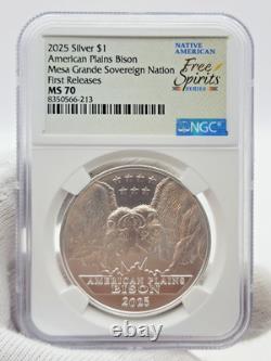 2025 American Plains Bison Mesa Grande Nation 1 oz. 999 Fine Silver NGC MS70 FR