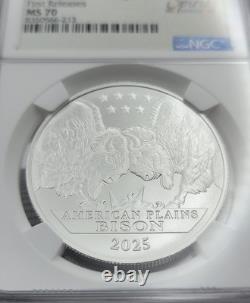 2025 American Plains Bison Mesa Grande Nation 1 oz. 999 Fine Silver NGC MS70 FR