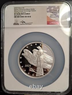 2025 Mesa Grande Nation Silver Bison Dollar Ngc Pf70 Ucam Fdi Mercanti Signed