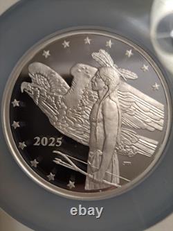 2025 Native American Bison Dollar 5 Oz Silver Ngc Pf70 Mercanti Signed
