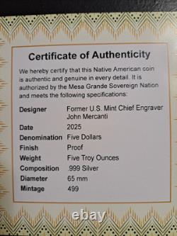 2025 Native American Bison Dollar 5 Oz Silver Ngc Pf70 Mercanti Signed