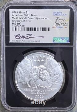 2025 Silver $1 American Bison Mesa Grande Sovereign Nation First Release MS70