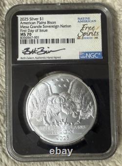 2025 Silver $1 American Bison Mesa Grande Sovereign Nation First Release MS70