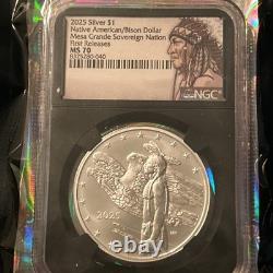 2025 Silver $1 Mesa Grande Nation Native American Bison First Releases MS70