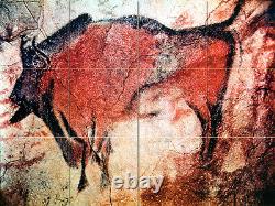 24 x 18 Prehistoric Colorful Art Bison Mural Ceramic Backsplash Bath Tile #2357