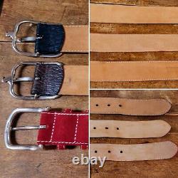 (3) Men's W. Kleinberg American Bison & Suede Leather Belts/40
