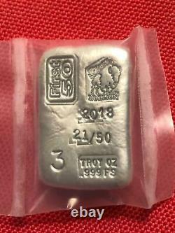 3 oz Bison Bullion 999 Fine Silver High-Relief Cast Art Bar Wise Warrior 21/50