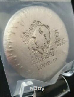 5 oz. 999 Silver Bison Bullion Round. Hand Poured. Low Mintage unique stamp Rare