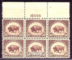 #569 Bison. Flat Press. Top Plate Block Of 6. Vf2. Nh Og. Scv $475
