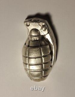 7 Troy Oz. 999 Silver Hand Grenade Bison Bullion Hand Poured Bar Rare