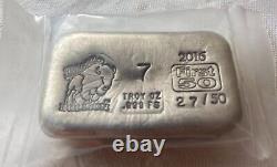 7 oz. Rare Bison Bullion 1st-50 Poured Silver. 999 Bar #OMP