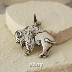 925 Sterling Silver Buffalo/Bison 1.5 Pendant Native Glenn Sandoval (C) 14g