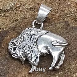 925 Sterling Silver Buffalo/Bison 1.5 Pendant Native Glenn Sandoval (C) 14g