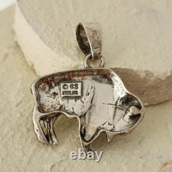 925 Sterling Silver Buffalo/Bison 1.5 Pendant Native Glenn Sandoval (C) 14g