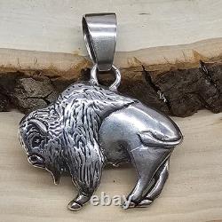 925 Sterling Silver Buffalo/Bison 1.5 Pendant Native Glenn Sandoval (C) 14g