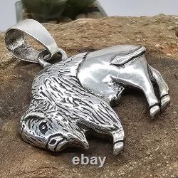 925 Sterling Silver Buffalo/Bison 1.5 Pendant Native Glenn Sandoval (C) 14g