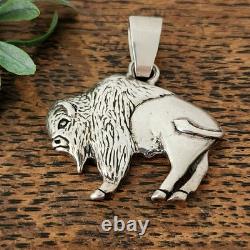 925 Sterling Silver Buffalo/Bison 1.5 Pendant Native Glenn Sandoval (C) 14g