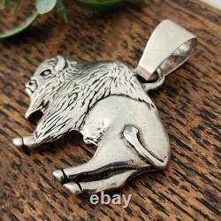 925 Sterling Silver Buffalo/Bison 1.5 Pendant Native Glenn Sandoval (C) 14g