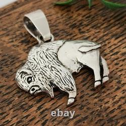 925 Sterling Silver Buffalo/Bison 1.5 Pendant Native Glenn Sandoval (C) 14g