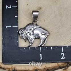 925 Sterling Silver Buffalo/Bison 1.5 Pendant Native Glenn Sandoval (C) 14g