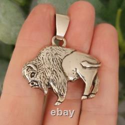 925 Sterling Silver Buffalo/Bison 1.5 Pendant Native Glenn Sandoval (C) 14g