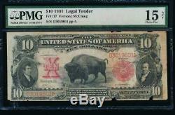 AC Fr 117 1901 $10 Legal Tender PMG 15 NET. BISON