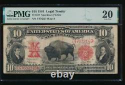 AC Fr 122 1901 $10 Legal Tender PMG 20. BISON