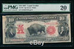 AC Fr 122 1901 $10 Legal Tender PMG 20. BISON