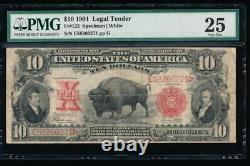 AC Fr 122 1901 $10 Legal Tender PMG 25. BISON