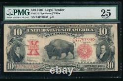 AC Fr 122 1901 $10 Legal Tender PMG 25. BISON