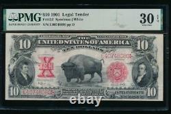 AC Fr 122 1901 $10 Legal Tender PMG 30 EPQ. BISON