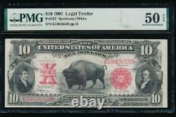 AC Fr 122 1901 $10 Legal Tender PMG 50 EPQ. BISON