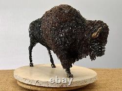 AMERICAN BUFFALO (Bison) Wire Fine Art Sculpture UNIQUE ONLY ONE 12 tall