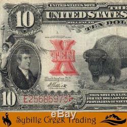 ATTRACTIVE 1901 $10 Legal Tender Note BISON Fr 121 E25686973