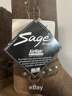 Abilene Sage Air Ride Bison Boots Brown Western Men's Size 9.5 New