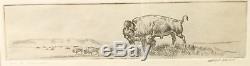 Ace Powell 1912-1978 Bison on the Prairie Framed Etching ARTIST PROOF