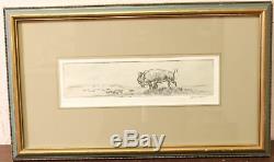 Ace Powell 1912-1978 Bison on the Prairie Framed Etching ARTIST PROOF