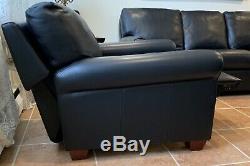 American Leather Savoy Sofa & Recliner Chair, Black Bison, Walnut Legs, Couch