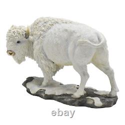 American White Bison Statue, Large Bison Standing Decorative Sculpture