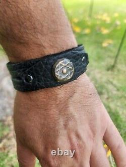Ancient Star of David coin Buffalo Bison leather bracelet customize to wris
