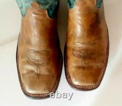 Anderson Bean Boots Men's 12/12.5 S1113 Distressed American Bison Leather Aqua