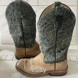 Anderson Bean Boots S1113 Distressed American Bison Leather Aqua Cowboy Men 9 D