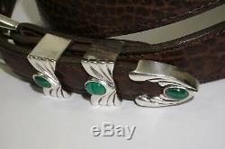 Andreas Beckmann Sterling Silver. 925 Malachite Buckle Set Chacon Bison Belt 38