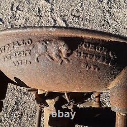 Antique BUFFALO FORGE Blacksmith Coal Forge 1877 Patent Raised Bison on Pan