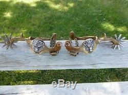 Antique Bronze Buffalo Head North And Judd Cowboy Cowgirl Horse Spurs Bison